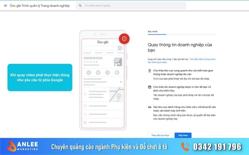 Cần quay các góc theo hướng dẫn của Google để đảm bảo Cửa hàng được các minh nhanh chóng
